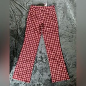Burgundy flare leg plaid pants. Never worn